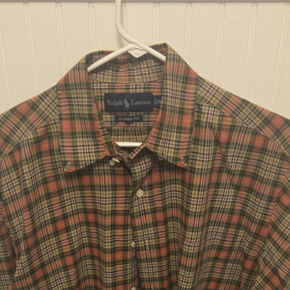 Ralph Lauren Red and Green Casual Button Down Shirt